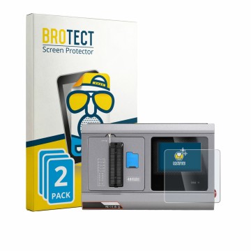 Vorderseite einer Produktverpackung mit dem Markenlogo BROTECT. Daneben ist das Gerät Xhorse Multi-Prog mit dem zugehörigen Di