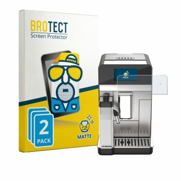 Front side of a product packaging with the brand logo BROTECT. Next to it is the device DeLonghi Eletta Ultra 2026 shown with 