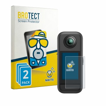 Vorderseite einer Produktverpackung mit dem Markenlogo BROTECT. Daneben ist das Gerät Akaso 360 mit dem zugehörigen Displaysch