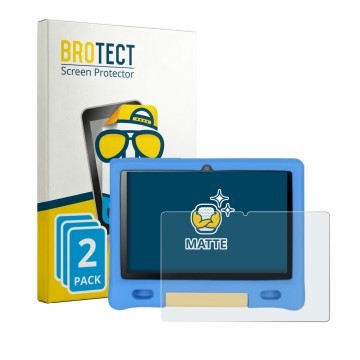 Face avant d’un emballage produit avec le logo de la marque BROTECT. À côté, l’appareil Bufo Kids Tablet 10.1