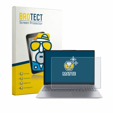 Front side of a product packaging with the brand logo BROTECT. Next to it is the device Lenovo ThinkBook 16 Gen 9 shown with t