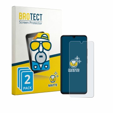 Parte frontal de un envase de producto con el logotipo de la marca BROTECT. Al lado se muestra el dispositivo Xiaomi Redmi 14R
