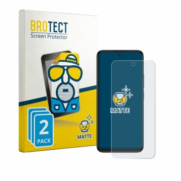 Parte frontal de un envase de producto con el logotipo de la marca BROTECT. Al lado se muestra el dispositivo TCL 605 con su p