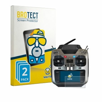 Vorderseite einer Produktverpackung mit dem Markenlogo BROTECT. Daneben ist das Gerät Robbe Futaba T16IZ Super mit dem zugehör