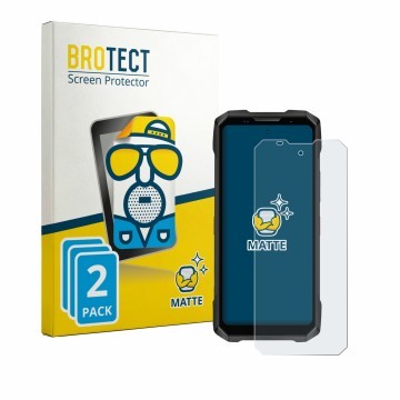 Parte frontal de un envase de producto con el logotipo de la marca BROTECT. Al lado se muestra el dispositivo Doogee V Max 2 P
