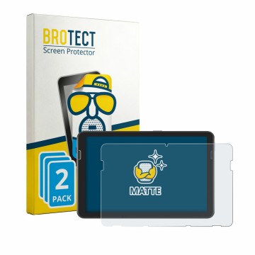 Parte frontal de un envase de producto con el logotipo de la marca BROTECT. Al lado se muestra el dispositivo Zebra ET401 8