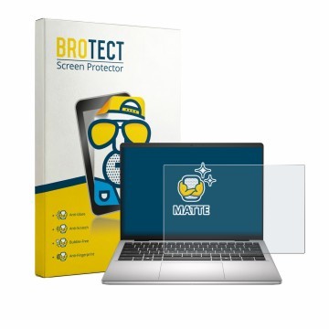Parte frontal de un envase de producto con el logotipo de la marca BROTECT. Al lado se muestra el dispositivo Dell Dell Pro 14