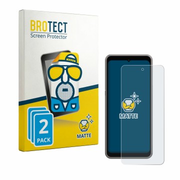 Parte frontal de un envase de producto con el logotipo de la marca BROTECT. Al lado se muestra el dispositivo ingenico Axium N