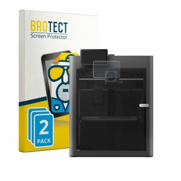 Vorderseite einer Produktverpackung mit dem Markenlogo BROTECT. Daneben ist das Gerät Bambu Lab X2D mit dem zugehörigen Displa