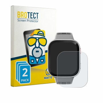 Vorderseite einer Produktverpackung mit dem Markenlogo BROTECT. Daneben ist das Gerät Amazfit Bip Max mit dem zugehörigen Disp