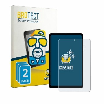 Parte frontal de un envase de producto con el logotipo de la marca BROTECT. Al lado se muestra el dispositivo Headwolf FPad 6 