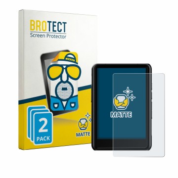 Parte frontal de un envase de producto con el logotipo de la marca BROTECT. Al lado se muestra el dispositivo Hiby R3 Pro II c