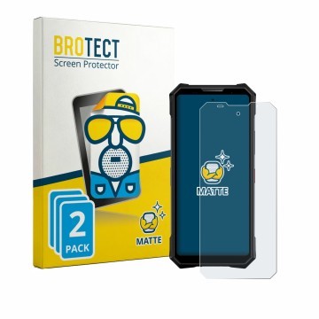 Vorderseite einer Produktverpackung mit dem Markenlogo BROTECT. Daneben ist das Gerät Doogee V50 Pro mit dem zugehörigen Displ