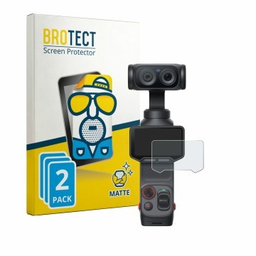 Parte frontal de un envase de producto con el logotipo de la marca BROTECT. Al lado se muestra el dispositivo Insta360 Luna Ul