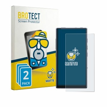 Vorderseite einer Produktverpackung mit dem Markenlogo BROTECT. Daneben ist das Gerät FiiO M33 R2R mit dem zugehörigen Display