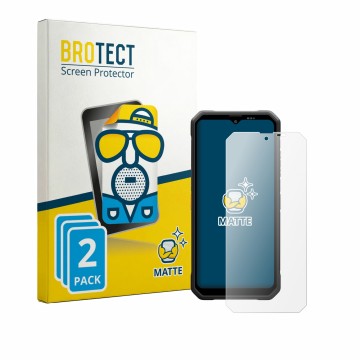 Parte frontal de un envase de producto con el logotipo de la marca BROTECT. Al lado se muestra el dispositivo Blackview Fort 2