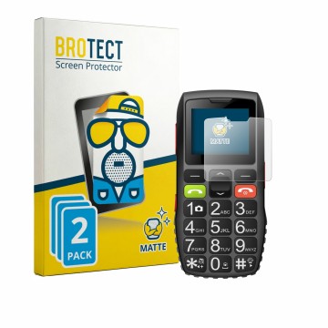 Vorderseite einer Produktverpackung mit dem Markenlogo BROTECT. Daneben ist das Gerät artfone C1 mit dem zugehörigen Displaysc