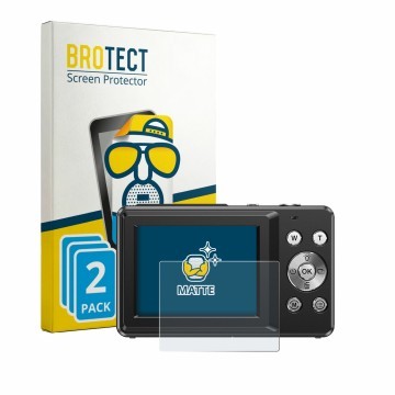 Vorderseite einer Produktverpackung mit dem Markenlogo BROTECT. Daneben ist das Gerät IXNAIQY Vlogging Camera for Kids mit dem