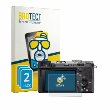 Face avant d’un emballage produit avec le logo de la marque BROTECT. À côté, l’appareil Sony A7C II est représenté avec la pro