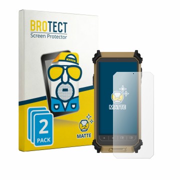 Parte frontal de un envase de producto con el logotipo de la marca BROTECT. Al lado se muestra el dispositivo DT Research DT36