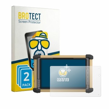 Parte frontal de un envase de producto con el logotipo de la marca BROTECT. Al lado se muestra el dispositivo DT Research DT38
