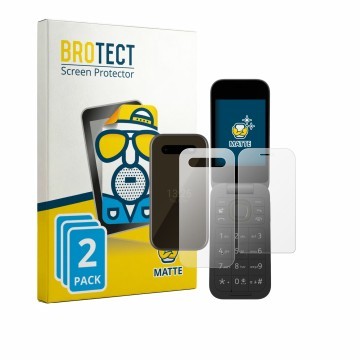 Parte frontal de un envase de producto con el logotipo de la marca BROTECT. Al lado se muestra el dispositivo HMD 2660 Flip 4G