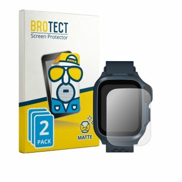 Vorderseite einer Produktverpackung mit dem Markenlogo BROTECT. Daneben ist das Gerät Myfirst Fone S4 mit dem zugehörigen Disp