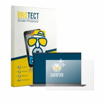 Parte frontal de un envase de producto con el logotipo de la marca BROTECT. Al lado se muestra el dispositivo LG gram 16Z90TL-