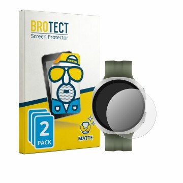Face avant d’un emballage produit avec le logo de la marque BROTECT. À côté, l’appareil Samsung Galaxy Watch 9 (40 mm) est rep