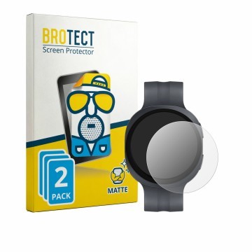 Face avant d’un emballage produit avec le logo de la marque BROTECT. À côté, l’appareil Samsung Galaxy Watch 9 (44 mm) est rep