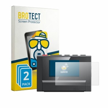 Front side of a product packaging with the brand logo BROTECT. Next to it is the device FiiO SnowSky Echo Mini shown with the 