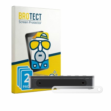 Parte frontal de un envase de producto con el logotipo de la marca BROTECT. Al lado se muestra el dispositivo FiiO DM13 BT con