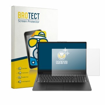 Front side of a product packaging with the brand logo BROTECT. Next to it is the device Lenovo V15 Gen 7 shown with the corres