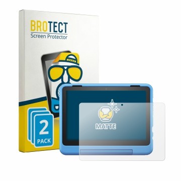 Parte frontal de un envase de producto con el logotipo de la marca BROTECT. Al lado se muestra el dispositivo Amazon Fire HD 8
