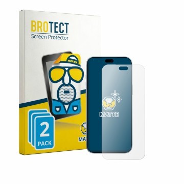 Face avant d’un emballage produit avec le logo de la marque BROTECT. À côté, l’appareil Apple iPhone 18 Pro Max est représenté