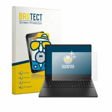 Vorderseite einer Produktverpackung mit dem Markenlogo BROTECT. Daneben ist das Gerät HP HyperX OMEN 15 mit dem zugehörigen Di