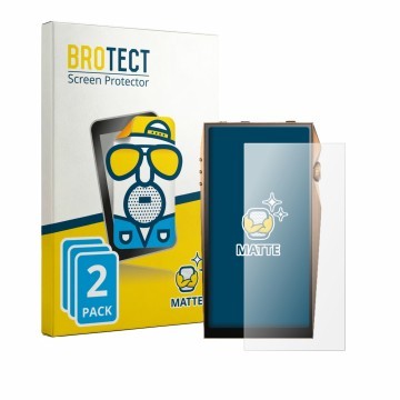 Parte frontal de un envase de producto con el logotipo de la marca BROTECT. Al lado se muestra el dispositivo Astell&Kern A&ul