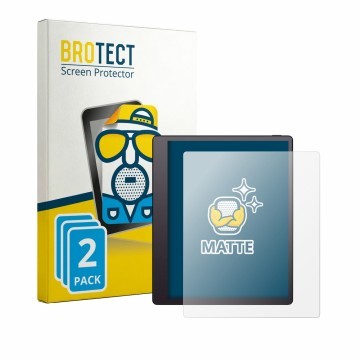 Parte frontal de un envase de producto con el logotipo de la marca BROTECT. Al lado se muestra el dispositivo Boox Note Mini C
