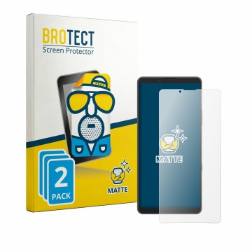 Parte frontale di una confezione del prodotto con il logo del marchio BROTECT. Accanto è raffigurato il dispositivo Sony Xperi