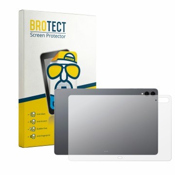 Face avant d’un emballage produit avec le logo de la marque BROTECT. À côté, l’appareil Samsung Galaxy Tab S12 Ultra (Arrière)