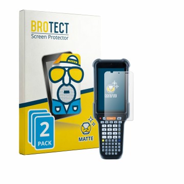 Front side of a product packaging with the brand logo BROTECT. Next to it is the device Datalogic Falcon X60 shown with the co