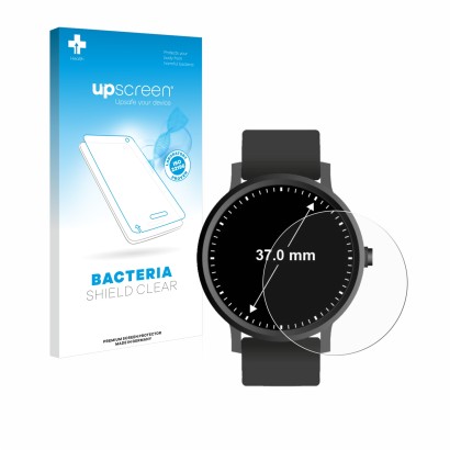 Parte frontale di una confezione del prodotto con il logo del marchio upscreen. Accanto è raffigurato il dispositivo Orologi (