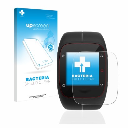 Front side of a product packaging with the brand logo upscreen. Next to it is the device Polar M400 shown with the correspondi