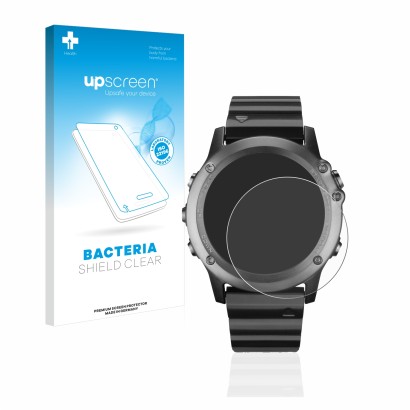 Front side of a product packaging with the brand logo upscreen. Next to it is the device Garmin Fenix 3 shown with the corresp