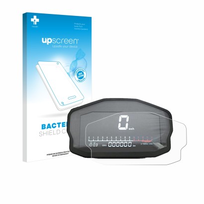 Front side of a product packaging with the brand logo upscreen. Next to it is the device Ducati Panigale 1199 Speedometer disp