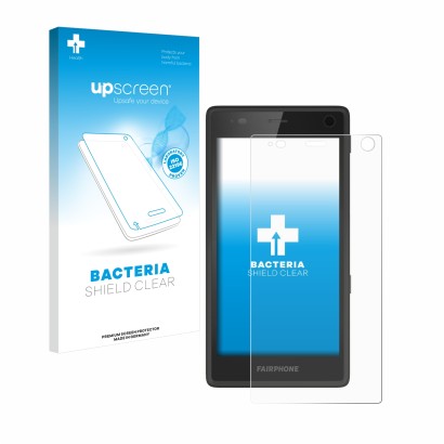 Front side of a product packaging with the brand logo upscreen. Next to it is the device Fairphone 2 shown with the correspond