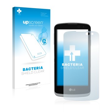 Face avant d’un emballage produit avec le logo de la marque upscreen. À côté, l’appareil LG Optimus Zone 3 est représenté avec