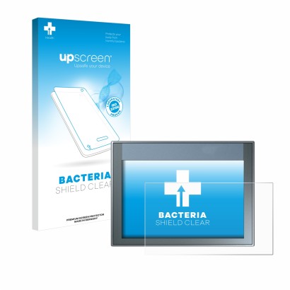 Front side of a product packaging with the brand logo upscreen. Next to it is the device Siemens Simatic HMI KTP 700 Basic sho