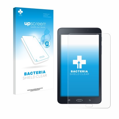 Parte frontale di una confezione del prodotto con il logo del marchio upscreen. Accanto è raffigurato il dispositivo Samsung G