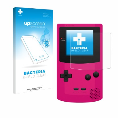 Front side of a product packaging with the brand logo upscreen. Next to it is the device Nintendo Gameboy Color shown with the